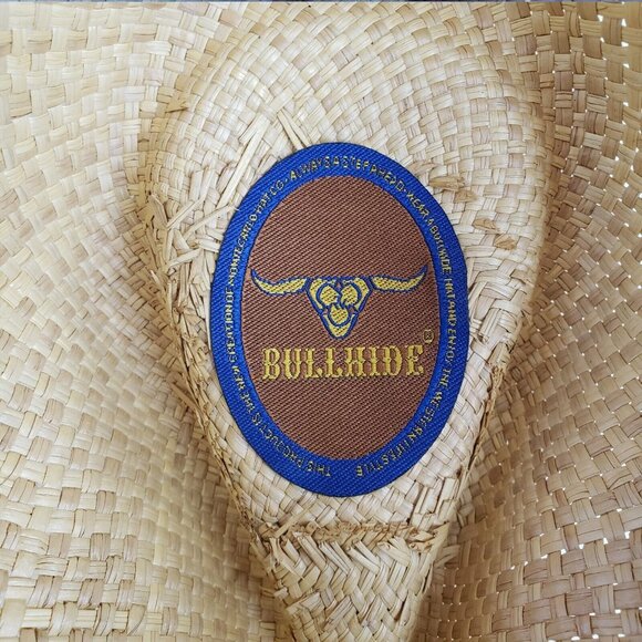 BULLHIDE straw Cowboy Hat Ranch Western Size M suede band Turquoise And Crosses